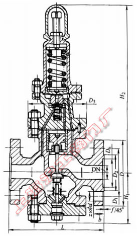 Y43H-40、Y43H-63 型先導活塞式蒸汽減壓閥外形及結構尺寸示意圖