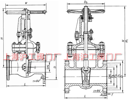 Z41HZ41YZ41W  PN16~PN200 ШʽlyμYߴʾD