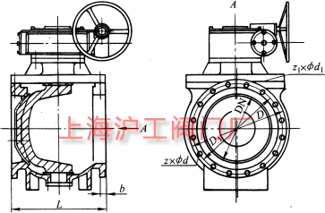 球式防腐偏心旋塞閥主要外形及結構尺寸示意圖